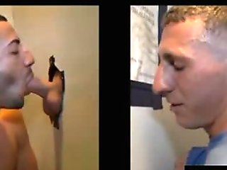 Straight guy gets gloryhole blowjob